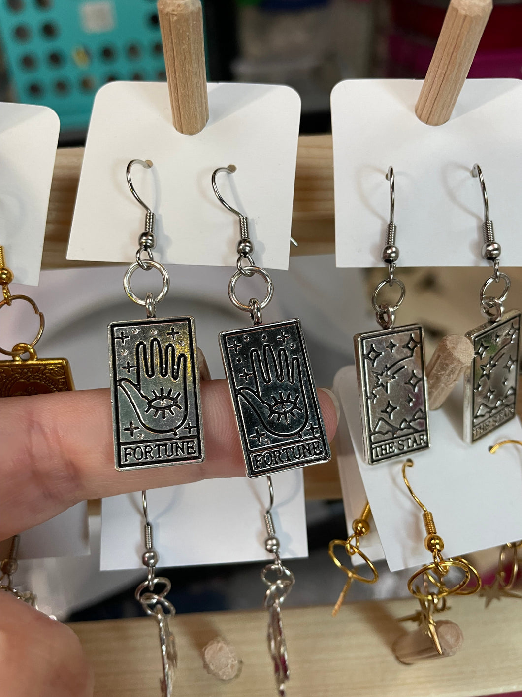 silver tarot earrings