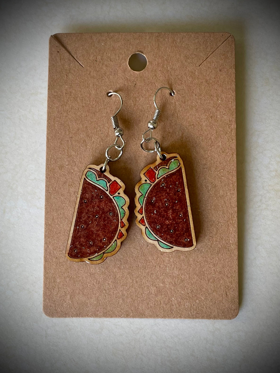 Hand colored wooden Earrings