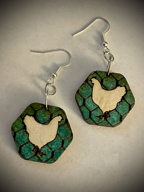 Hand colored wooden Earrings