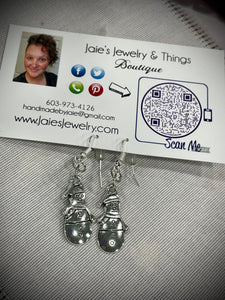 Silver snowman earrings