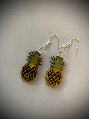 Hand colored wooden Earrings